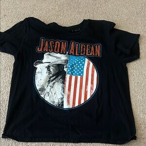 Jason Aldean Black Graphic Tee - American Flag Design